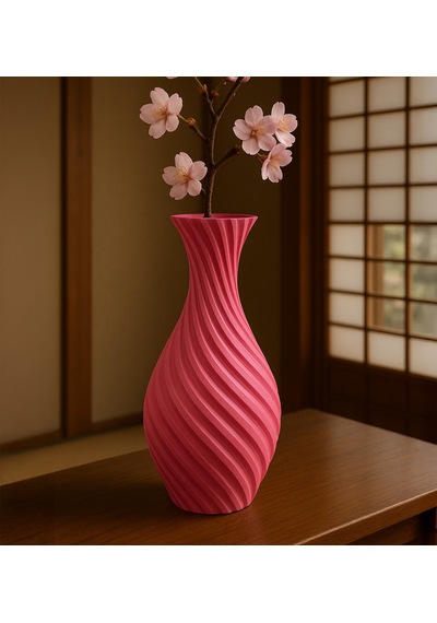 Spiral Elegans Vazo, Çizgili Vazo Dekoratif Çiçeksiz Pinterest Hediyelik, Dekoratif 3d Baskı Vazo Pembe