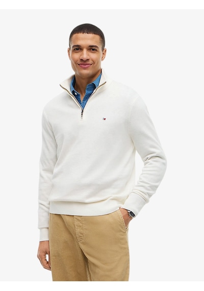 Tommy Hilfiger Pıma Org Ctn Cashmere Zıp Mock Erkek Sarı Kazak - Mw0mw28049
