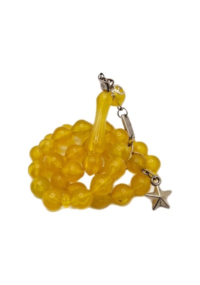 Han Ticarethane Uçlu Küre Kesim Sarı Renk Toz Kehribar Tesbih