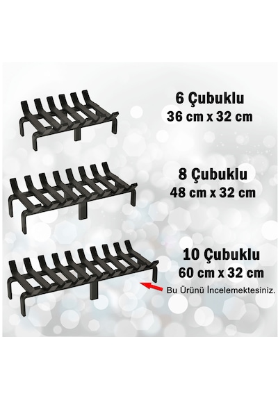 60 Cm X 32 Cm 10 Çubuklu Ekstra Şömine Izgarası Dar Gözlü Izgara