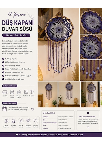 El Yapımı Renkli Düş Kapanı Duvar Süsü 17315418
