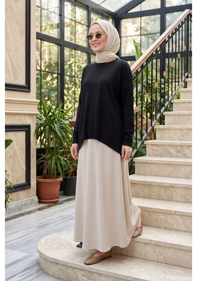 Nuss Basic Triko Rayon Tunik 902 Siyah