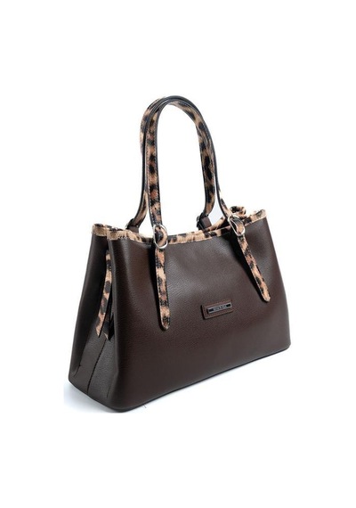 Silver Polo Sp1252 Kadın El Çantası Düz Kahve-leopar Taba