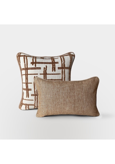 Lidoma Home "grid & Solid" Dokulu Desenli Kırlent Kılıfı Seti KİREMİT