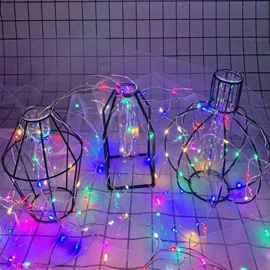 Aklow Pilli Renkli Peri Led Işık Dekoratif Aydınlatma 5 Metre Rgb Led Çoklu Renk