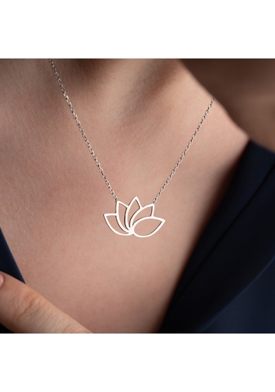Vaoov 925 Ayar Gümüş Modern Lotus Çiçeği Kolye Gümüş