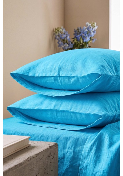 Turkuaz Mavisi %100 Pamuklu 2'li Yastık Kılıfı 50x70 Cm Mavi