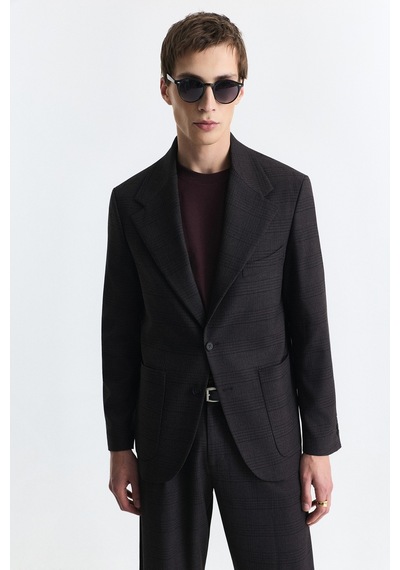 Antioch Ekose Relax Fit Blazer Ceket Bordo