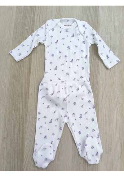 Laura Baby Necix's Kız Bebek 3 Lü Alttan Çıtçıtlı Alt Üst Takım Açık Mor