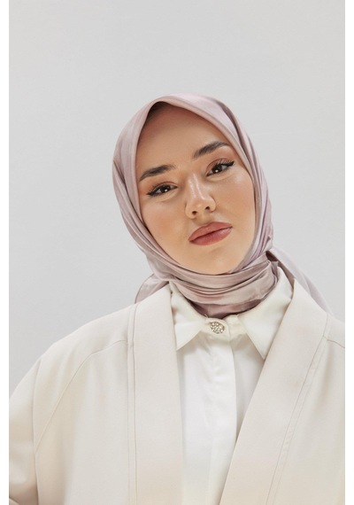 Silk Home Desenli Shiny Eşarp - 8647 - Pudra - Pudra