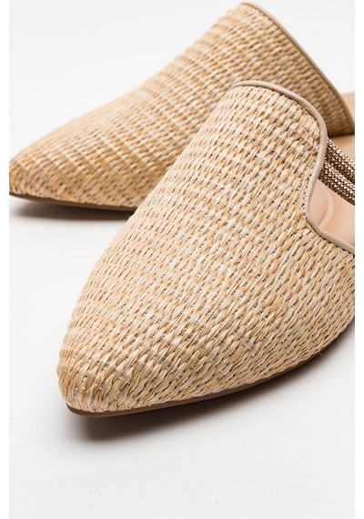 Luvishoes Pesa Krem Hasır Taşlı Kadın Terlik Krem