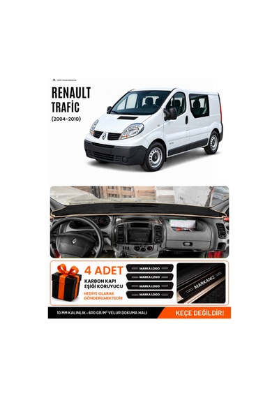 Renault Trafic 2004-2010 Uyumlu Torpido Koruma, Torpido Örtüsü, Torpido Kılıfı - Siyah Bej