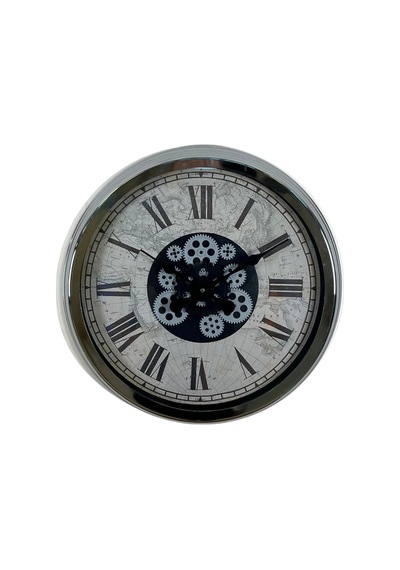 Roma Atlas Silver 60 Cm Çarklı Krom Duvar Saati