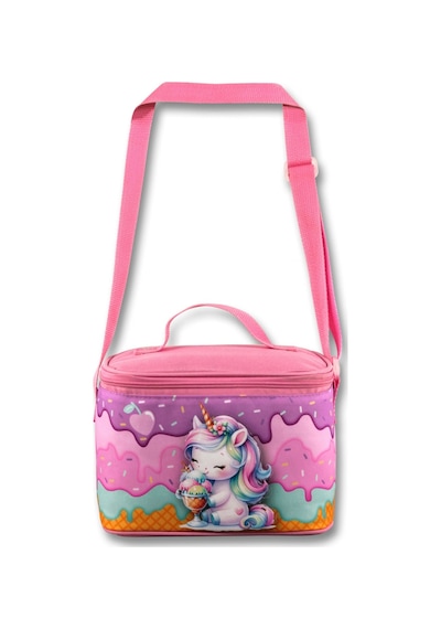 Ümit Çanta Termoslu/ısı Yalıtımlı Beslenme Çantası - 5004 - Dondurma Yiyen Unicorn, Mor Pembe Kız Çocuk Mor - Pembe