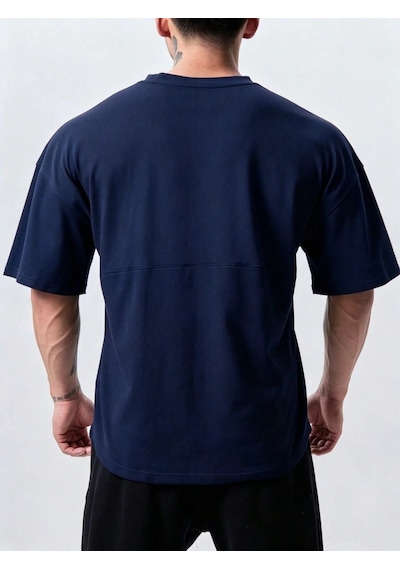 Genius Store Genius Erkek Spor Tişört Oversize Fitness & Gym Antrenman Tişörtü Lacivert