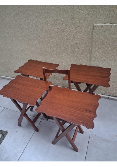 Zigon Çanta 90560 Sehpa Dikdörtgen Model Kayın Torna Parlak Ceviz Boya El Yapım Kahverengi