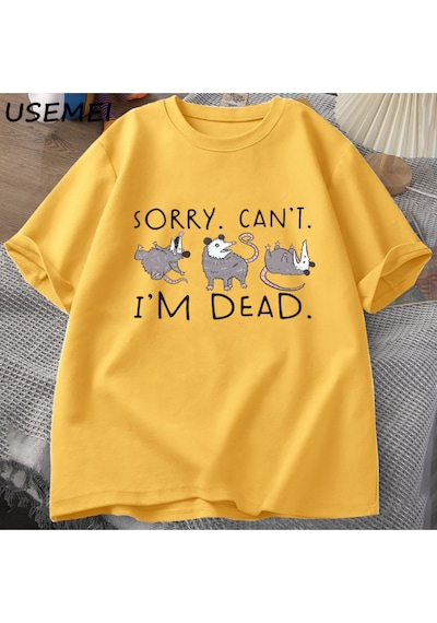 Flood Of Style Opossum Sevgilisi İçin Possum T Shirt Komik Grafik T-shirt Anksiyete Saldırı T Shirt Pamuk Kı Sarı