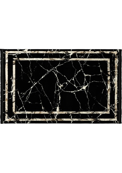 Çam Halı Astoria 10907 Siyah Tuğra Halı Mermer Desen Salon Halısı