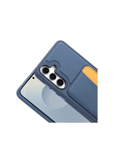 Vendas Galaxy Uyumlu  S25 Fe Kılıf Kartlıklı Zore X-kart Silikon Kapak + Kamera Lens+ Hayalet Ekran Koruyucu Lacivert
