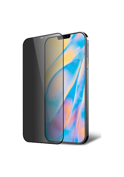 Apple Uyumlu   iPhone 12 Privacy Gizlilik Filtreli Tam Kaplayan Cam - Siyah