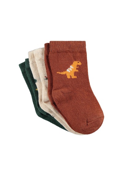 Civil Baby Dinosours 3'lü 6- Bebek Erkek Çorap Set Standart