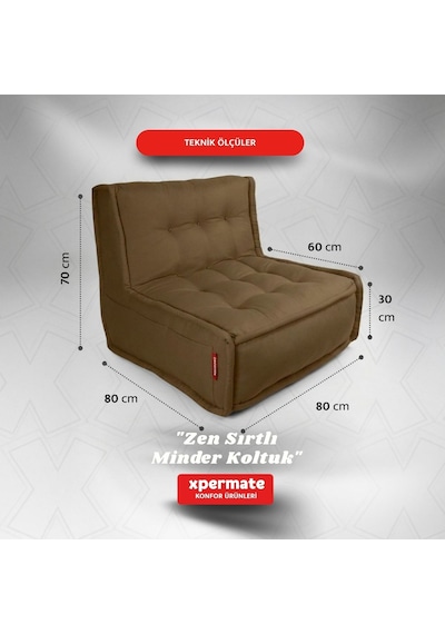 Xpermate Zen Sırtlı Minder İskandinav Tarzı Minder 80x60 Kahveren