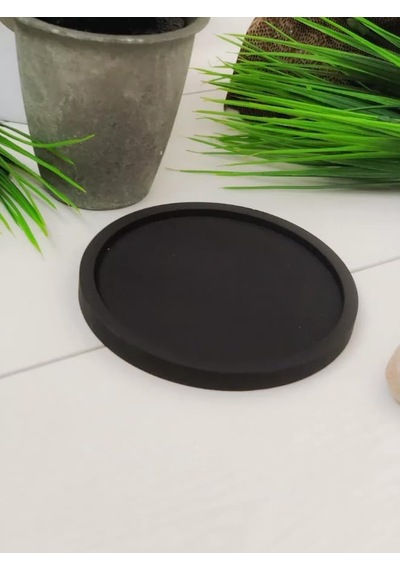 Minimalist Ve Şık Beton Siyah Yuvarlak Tepsi 26 Cm