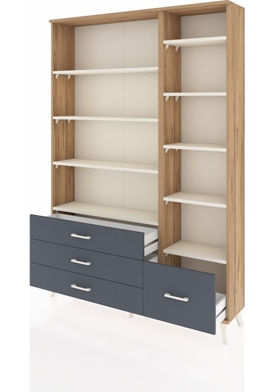 Arges Dolap 9 Raflı 4 Çekmeceli 132x30x195 Çam-aytaşı/antrasit Aytası/antrasıt Arges Dolap 9 Raflı 4 Çekmeceli 132x30x195 Çam-aytaşı/antrasit Aytası/antrasıt