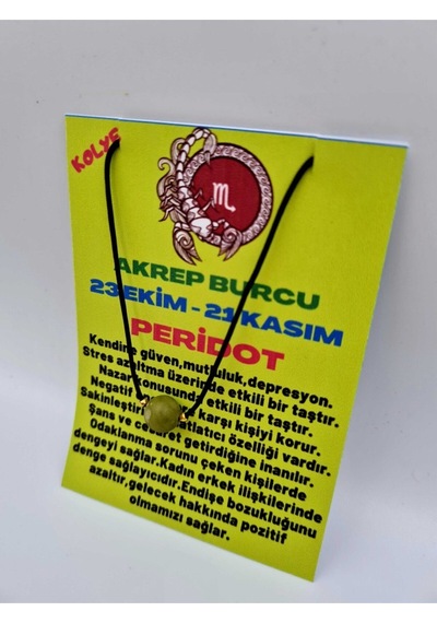 Sertifikalı Akrep Burcu Peridot Taşı Doğal Taş Kolye Çok REnkli