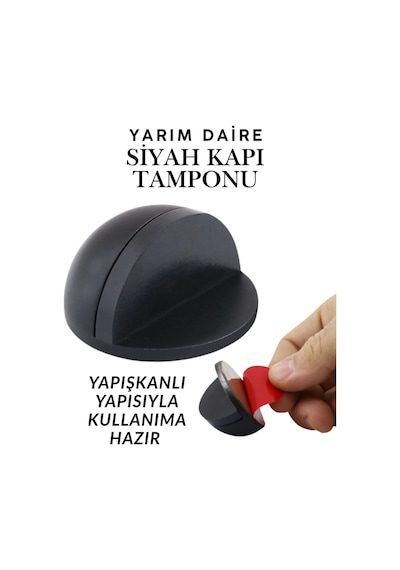 Siyah Yarım Daire Yapışkanlı Kapı Tamponu Kapı Stoperi Metal Kapı Stopu Durdurucu Kapı Kolu Koruyucu