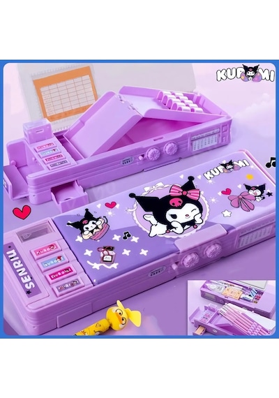 Sanrio Kuromi Çok Fonksiyonlu Şifreli Kalem Kutusu Mor Kuromi Kalemlik Sanrio Kore Tarzı Mor