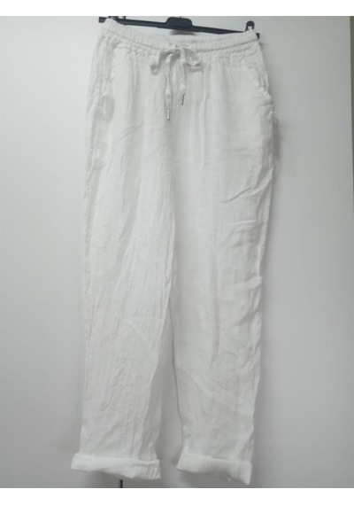 Bohem Stil Kadın Keten Havuç Pantolon-8603 Beyaz
