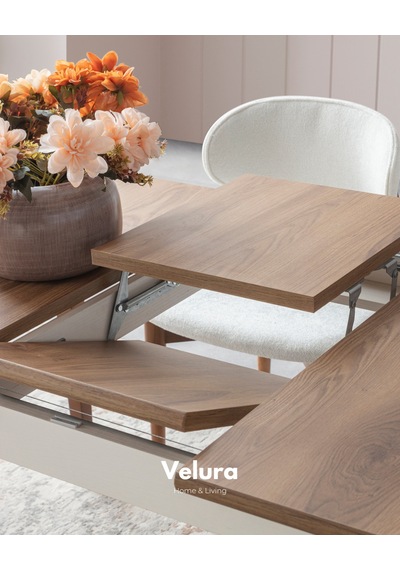Sion Açılır Yemek Masası + 2 Sandalye Beyaz