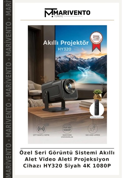 Özel Seri Görüntü Sistemi Akıllı Alet Video Aleti Projeksiyon Cihazı Hy320 Siyah 4k 1080p
