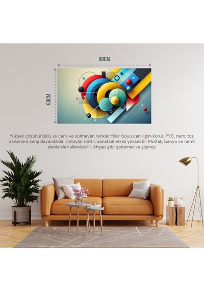 Soyut Geometrik Şekiller Ve Renkler 02 Çerçevesiz 90x60cm Pvc Tablo