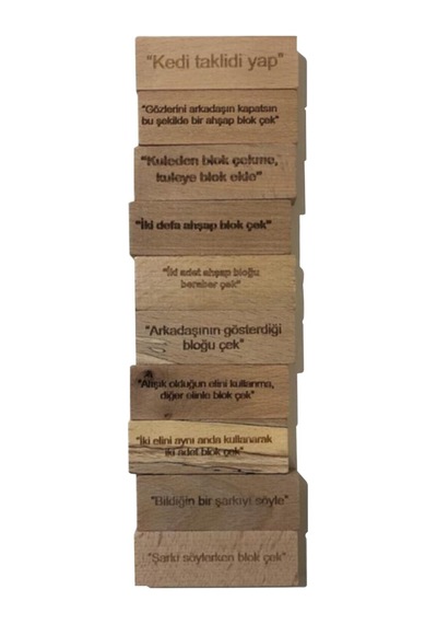 Denge Oyunu Cezalı Jenga -cezalı Tower - Ahşap Büyük Boy 54 Parça