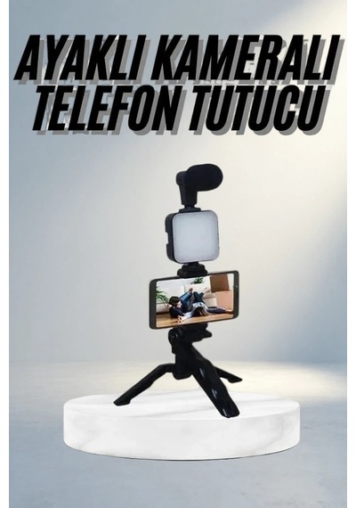 Kumandalı Telefon Tutucu Led Işıklı 1 Adet Vlog Seti -