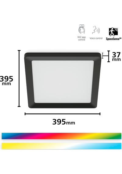 Wiz Siyah Akıllı Sıva Üstü Rgb Kare Panel Tavan Armatürü 17w Renkli