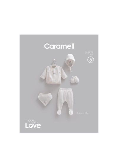 Caramell Pamuk Fashion Girl Body Ve Pantolon 4'lü Set 50-62 Cm 0-3 Ay Ekru Crml.ekr.bpk2264