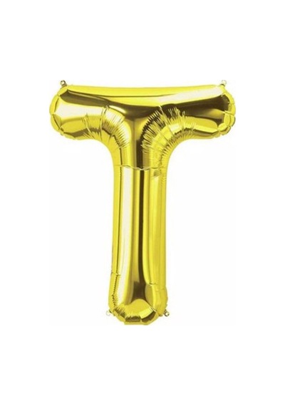T Harf Folyo Gold Renk Balon Küçük 35 Cm Renkli