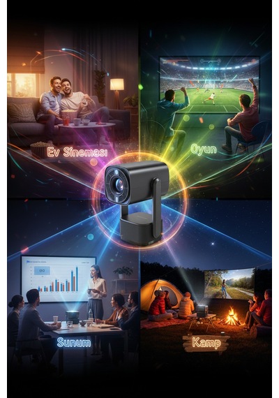 Şarjlı 4k Led Android Projektör 5g Wi-fi Powerbank Hdmı & Usb K2