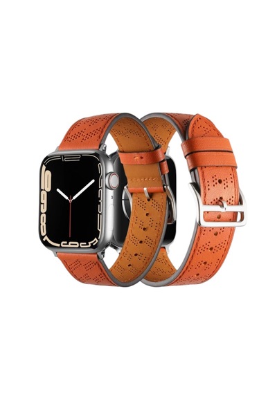Apple Uyumlu  Watch Kahve Deri Saat Kordonu 42-44-45mm