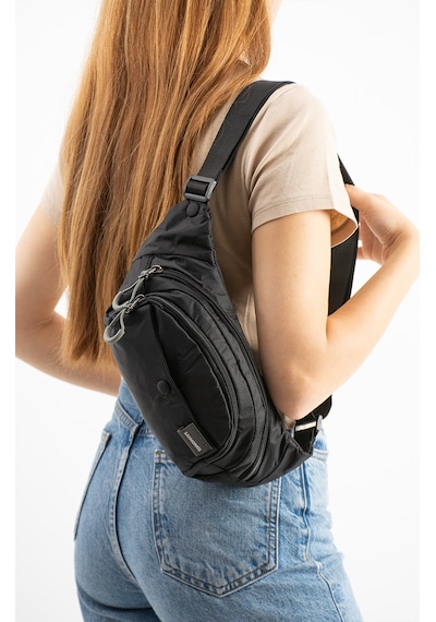 Sanmorris Unisex Paraşüt Kumaş Suya Dayanıklı 3 Bölmeli Body Bag Sı-6036 Siyah