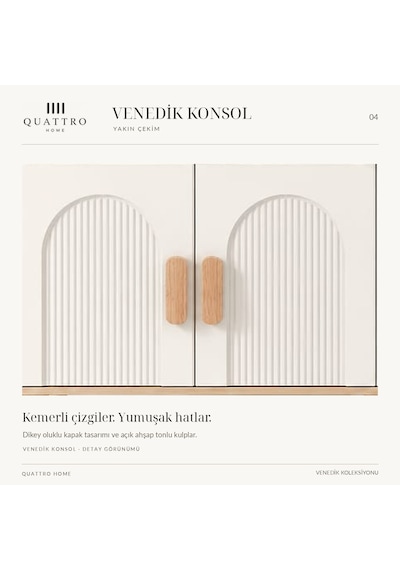 Venedik Konsol Krem Ahşap