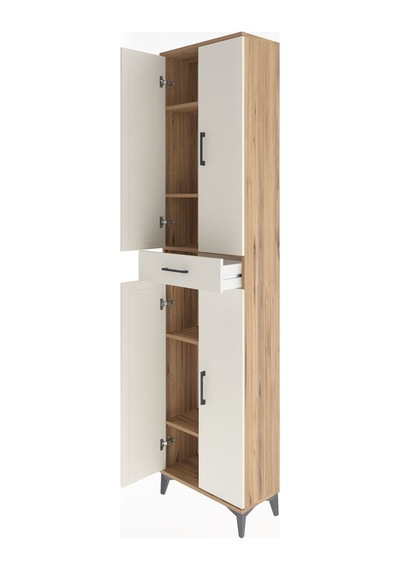 Arges Dolap 5 Raflı Tek Çekmeceli 4 Kapaklı 60x30x243 Çam-aytaşı Çam