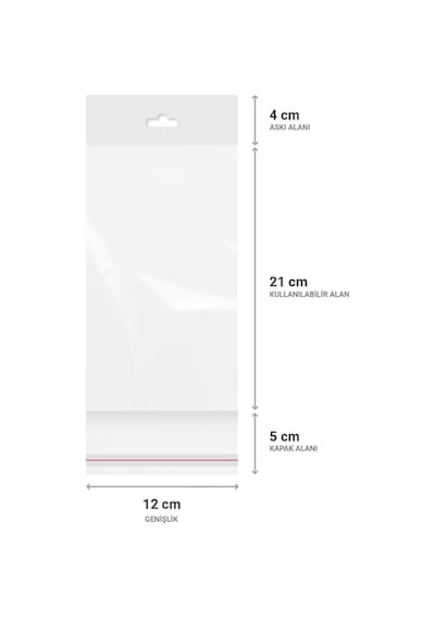 Askılı Meksika Şapka Bantlı Şeffaf Opp Torba 12X21+9 Cm - 500 A