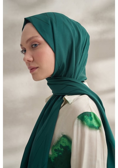 Armanda Krep Jakar Prizma Desen Şal - 70 X 190 Zümrüt
