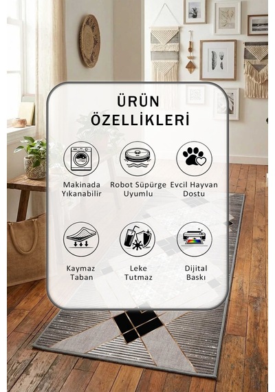 Ehl-31 Yıkanabilir Yolluk Gri
