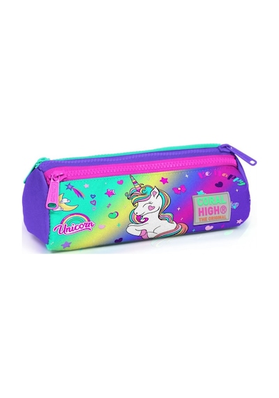Coral High Lavanta Unicorn Üç Bölmeli Kalem Çantası - Kız Çocuk