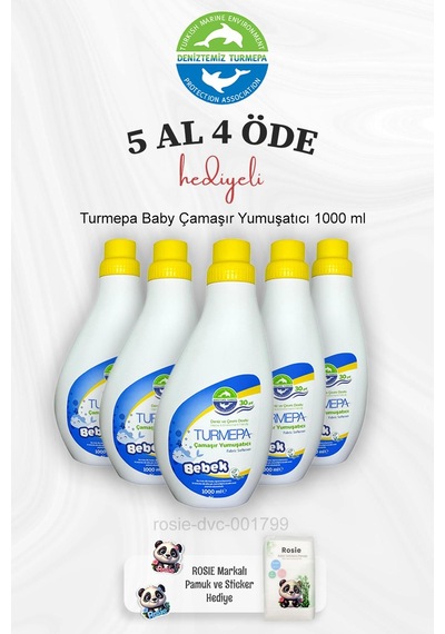 Turmepa Baby Çamaşır Yumuşatıcı 1000 Ml 5 Al 4 Öde Ve Rosie Pamuk